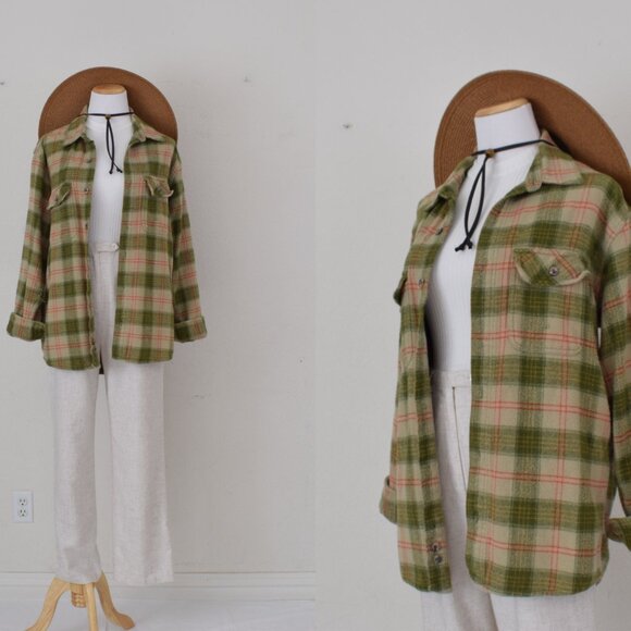 Vintage 90s Mens Green Plaid Cotton Shirt by Field & Stream | size M - Picture 1 of 11